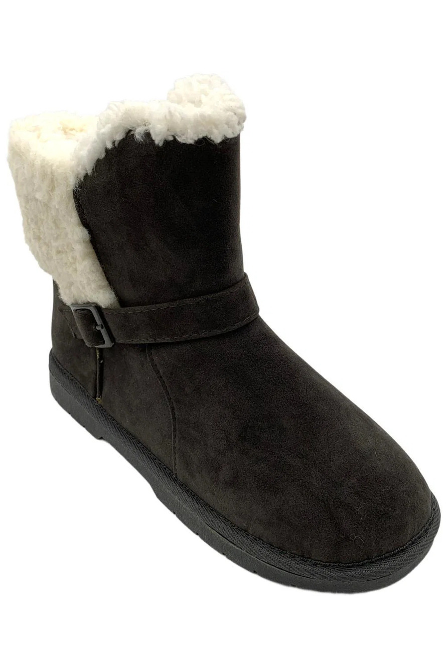 Gaahuu Womens Faux Suede Ankle Boots Charcoal - Medium